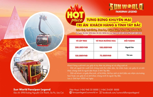 Fansipan legend tưng bừng khuyến mại giảm giá tri ân 6 tỉnh Tây Bắc